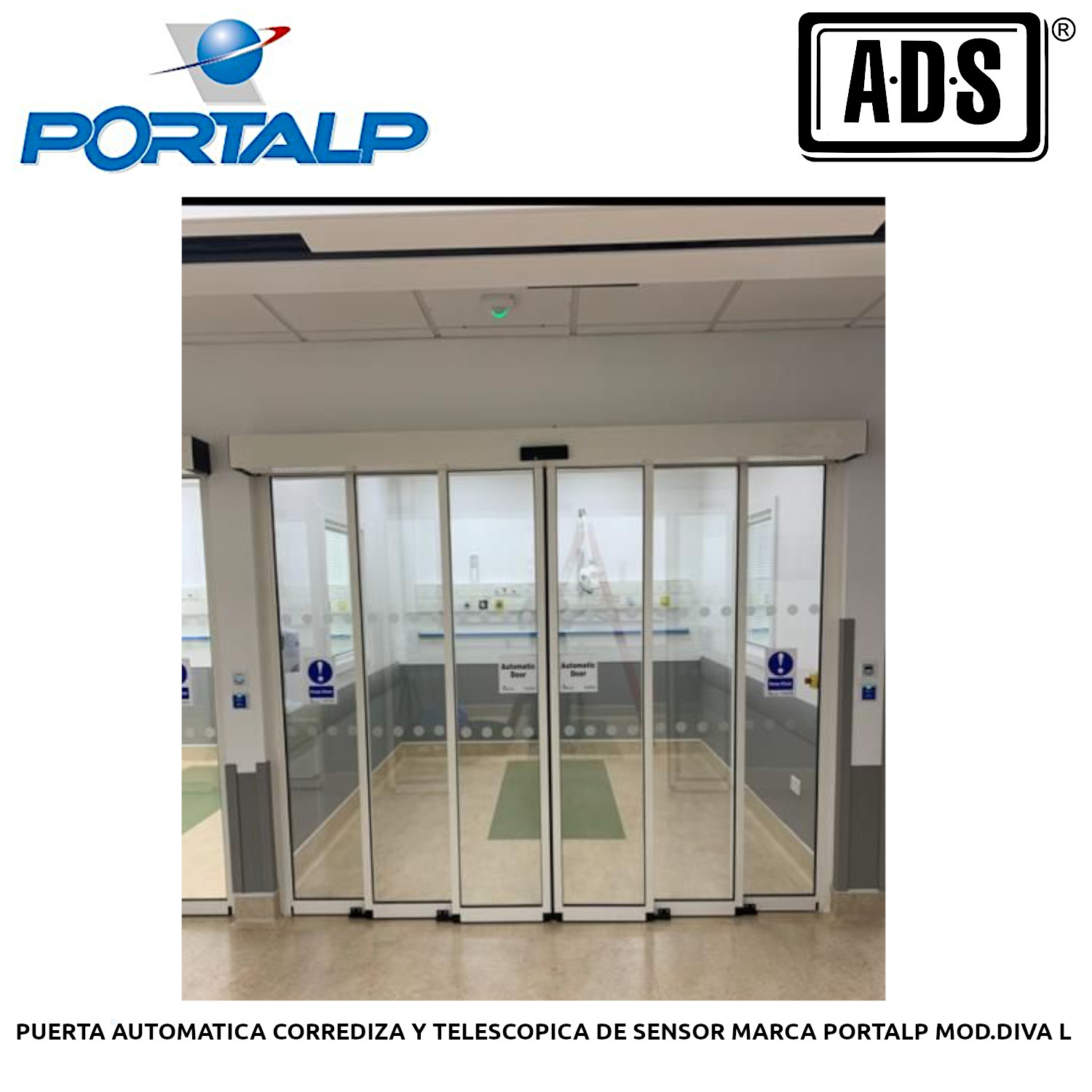 PUERTA AUTOMATICA CORREDIZA Y TELESCOPICA DE SENSOR MARCA PORTALP MOD.DIVA L